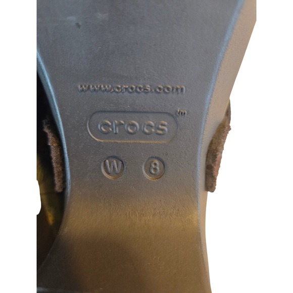 Crocs Floral Pattern Clogs Heel Brown Braided Accent Size 8W - Picture 7 of 7